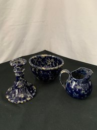 Bennington Pottery Blue Agate Group Of ~3 Pieces