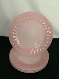 Fire King Pink Swirl Salad Plates Set Of ~4