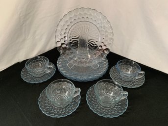 Fire King Sapphire Blue Bubble Starter Set ~12 Pieces