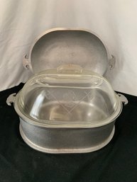 Vintage Guardian Service Ware Roasting Pan W/glass Cover & Serving Tray ~3 Pieces