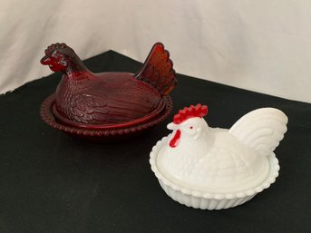 Group Of ~2 Hen On A Nest Candy Dishes