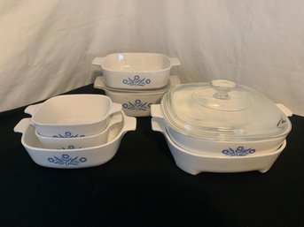 Assorted Corning Ware Blue Cornflower Baking Dishes Group Of ~9 Pieces