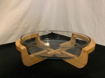 Marinex Oval Glass Serving Dish W/wood Cradle