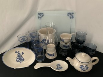 Assorted Pfaltzgraff Blue Yorktowne Pattern Tableware Group