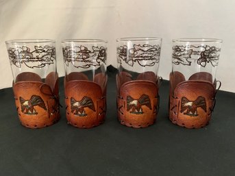 Libby Bamco Glasses Western Leather Sleeves Tooled Eagles Group