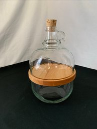 1 Gallon Bottle Jug - Dome Glass & Wood Board W/cork Stopper