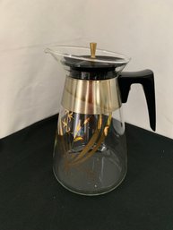 Pyrex 6 Cup Coffee Carafe Gold Leaf Floral Design