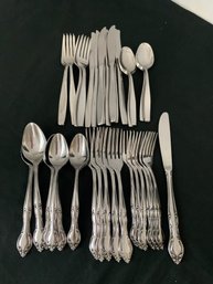 Stainless Flat Ware Two Incomplete Sets - Total 43 Pieces