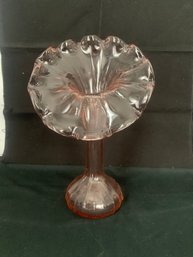 Pink Depression Art Glass Jack-in-the-pulpit Vase