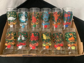 Anchor Hocking Fire King 12 Days Of Christmas Glass Set ~ 12
