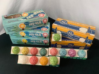Vintage GE & Ice-glo Lighted Ice Snowball Christmas Light Bulbs ~63