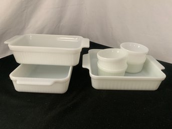 Anchor Hocking Fire King White Ribbed Ovenware ~7 Pieces