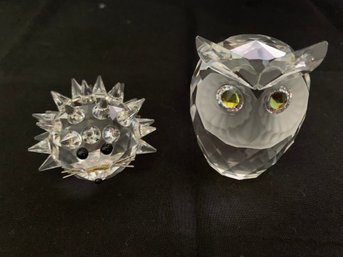 Swarovski Crystal Figures Hedgehog & Owl