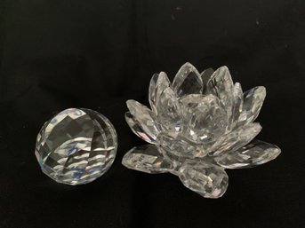Swarovski Crystal Lotus Candle Holder & SCS Ball