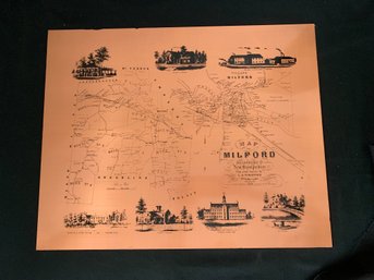 Copper Plate Map Of Milford, New Hampshire