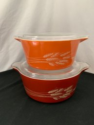 Pyrex Autumn Wheat Round Casserole Set 4 Pieces