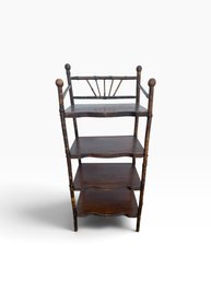 Antique Faux Bamboo Four-Tier Whatnot Shelf