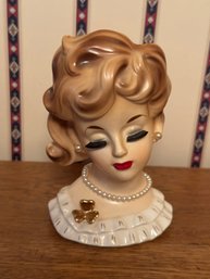 Vintage Napco National Potteries C5939 Lady Head Vase