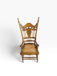 Antique Victorian High-Back Cane-Seat Armchair