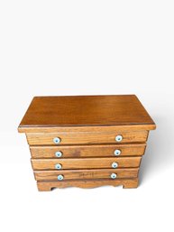 Antique Oak Four-Drawer Tabletop Cabinet