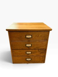 Vintage Oak Four-Drawer File Cabinet