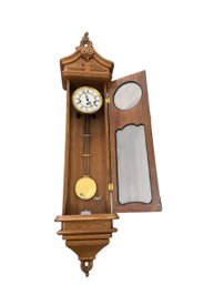 Antique Oak Key-Wind Wall Regulator Pendulum Clock