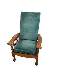 Antique Quarter-Sawn Oak Adjustable Morris Reclining Armchair With Cushions