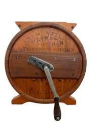Antique New Improved Cylinder Churn Wooden Butter Churn With Hand Crank
