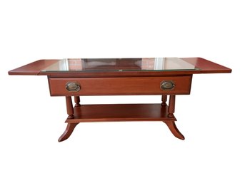 The Sampler Genuine Cherry Drop-Leaf Coffee Table With Glass Top
