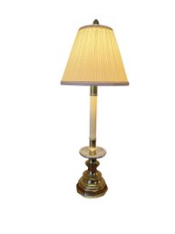Elegant Brass Candlestick Table Lamp With Pleated Shade