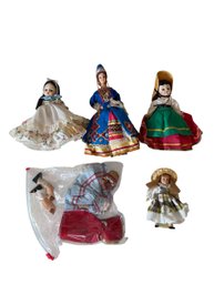 Vintage Madame Alexander International Dolls  Lot Of 5 With Extra Clothing