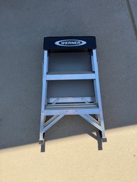 Werner 2-Step Aluminum Step Stool  300 Lb Capacity