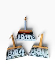 Handmade Vintage License Plate Dustpans  Set Of 3