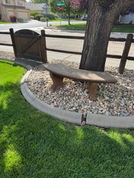 Large Curved Cast Stone Garden Bench  Heavy Outdoor Patio Seating