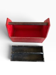 Vintage Wooden Tool Tote With Removable Tray