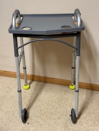Adjustable Folding Walker With Wheels, Tray & Tennis Ball Glides