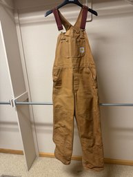 Carhartt Brown Duck Bib Overalls  Men's 34x30  Unlined Workwear
