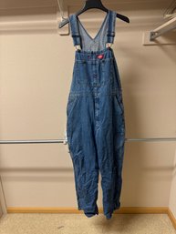 Dickies Men's Blue Denim Bib Overalls Carpenter Workwear  Size 34x30