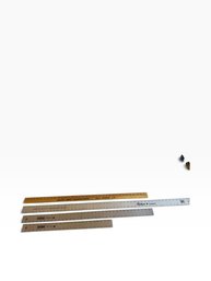 Assorted Metal & Wood Rulers  5 Piece Lot