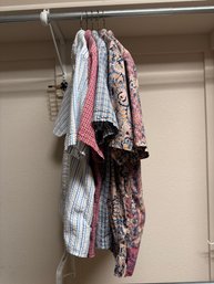 Men's Medium Short Sleeve Button-Down Shirt Lot  Plaid, Stripe & Floral  5 Pieces