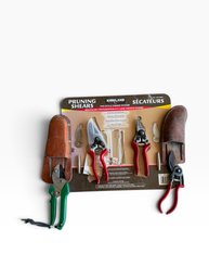 Assorted Pruning Shears With Leather Holsters