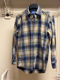 Pendleton Men's Plaid Wool Flannel Shirt With Suede Elbow Patches