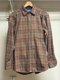 Pendleton Men's Medium Plaid Wool Flannel Shirt  Brown & Rust