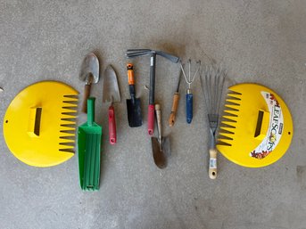 Garden Hand Tools & Leaf Scoop Lot