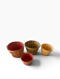 Assorted Wooden Bushel Baskets  4 Piece Lot