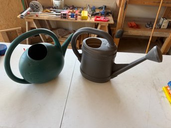 Pair Of Large Plastic Garden Watering Cans