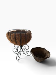 Decorative Metal Planter Stand With Coco Liner & Insert Pot