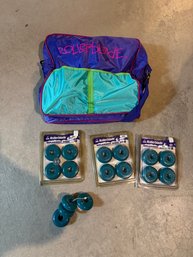 Vintage Rollerblade 303 Replacement Wheel Lot With Original Rollerblade Gear Bag