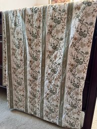 Floral Stripe Curtain Panel In Sage, Cream & Tan