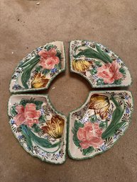 Vintage Hand-Painted Floral 4-Piece Sectional Relish / Appetizer Dish Set